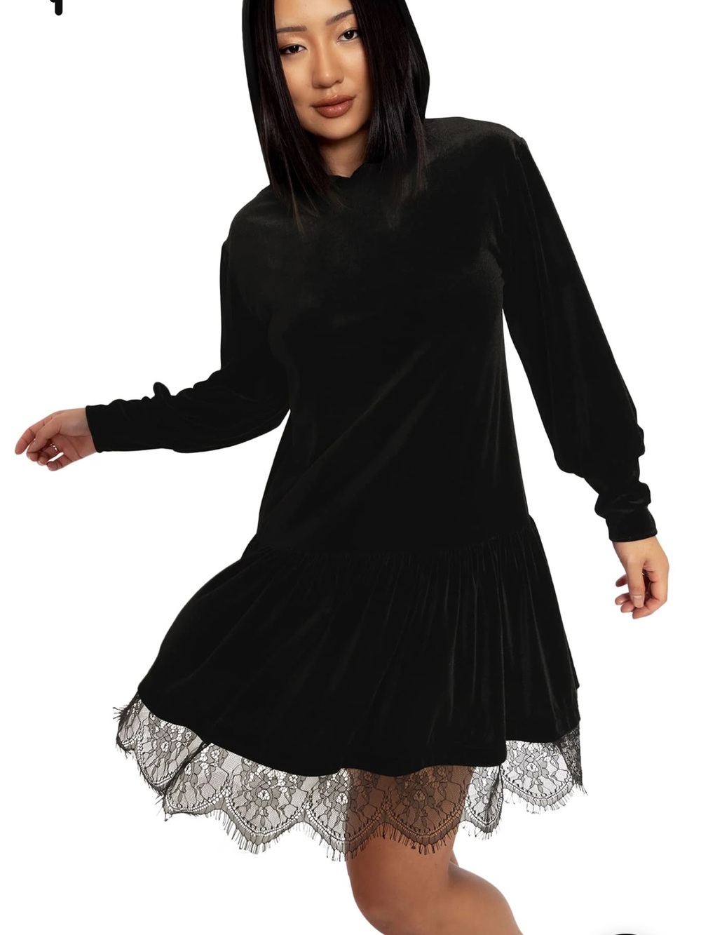 Black milk velvet hooded sweater dress size Large NWT
